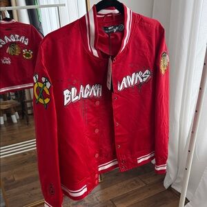 NHL Red Blackhawks Jacket with White Accents
